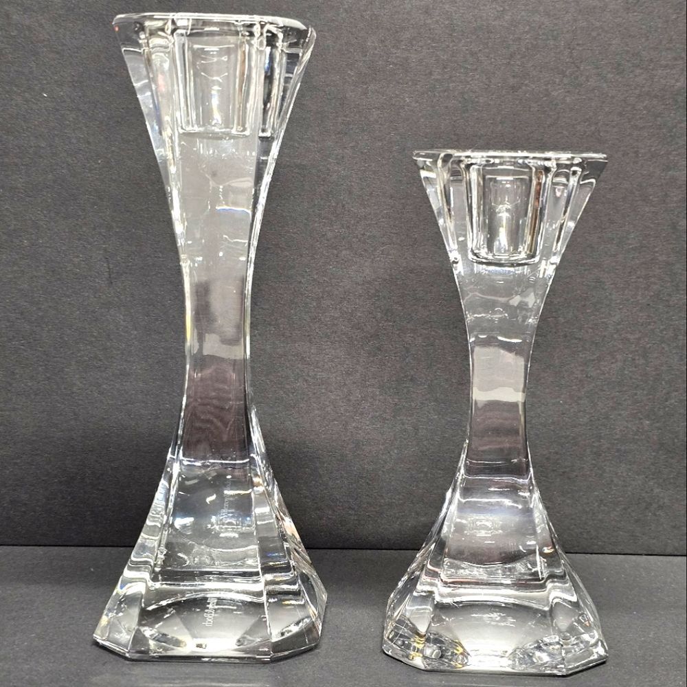 Villeroy & Boch Crystal Single Light Candlestick Candle Holder Set Of 2
